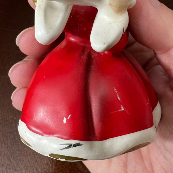 Vintage MCM Napcoware Napco Red Christmas Angel Playing Flute Figurine X-7258 - Picture 8 of 10